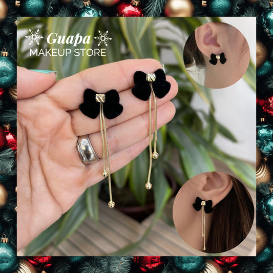 Aretes lazo negro terciopelo