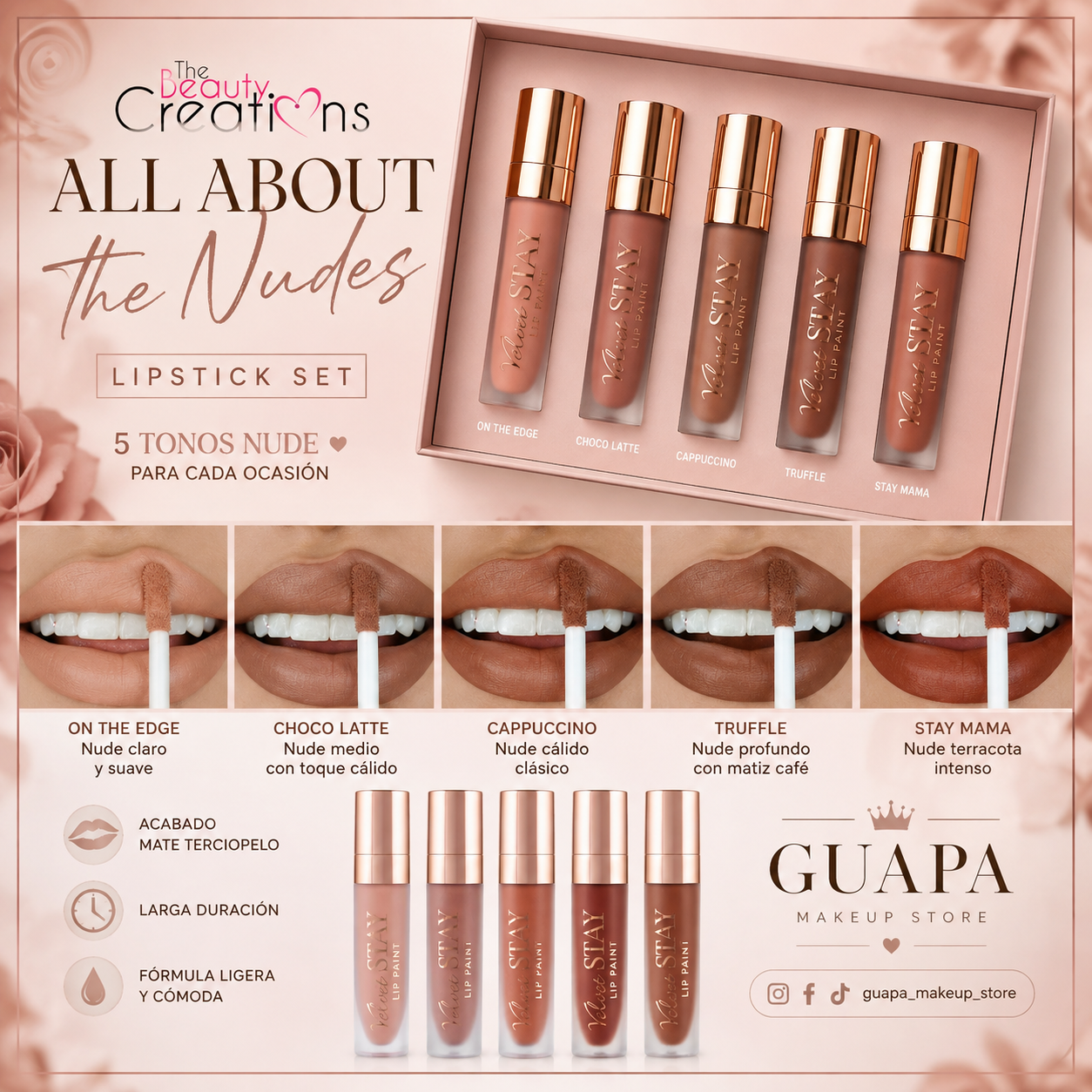 Labial en set All about the nudes Beauty Creations