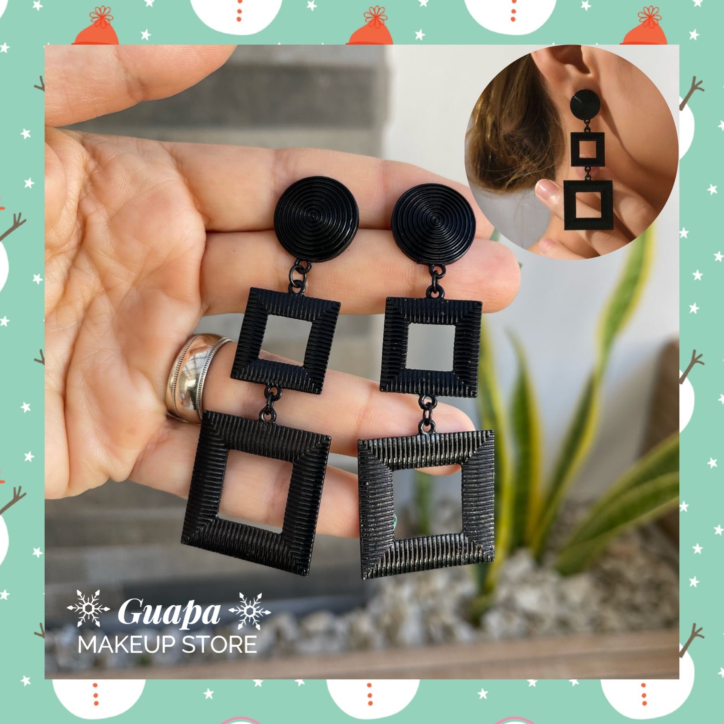 Aretes colgantes cuadrados