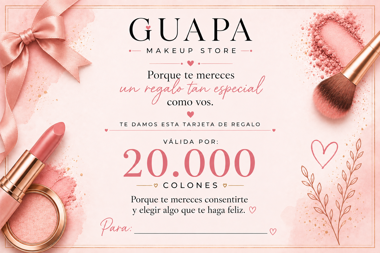 Tarjeta de regalo Guapa Makeup Store