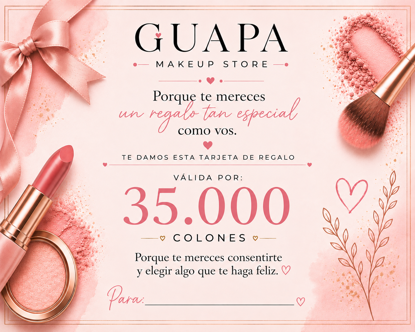 Tarjeta de regalo Guapa Makeup Store