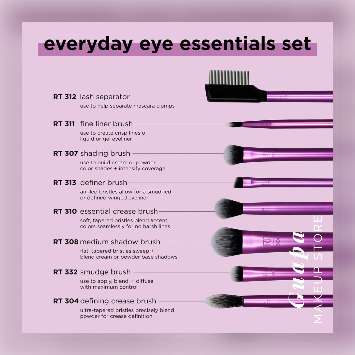 Brochas de maquillaje Everyday Eye Essentials Real Techniques