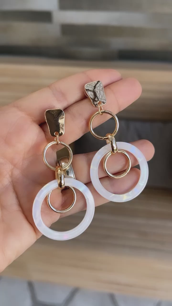 Aretes colgantes de Aro blanco
