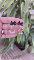 Aretes de osito lazo negro